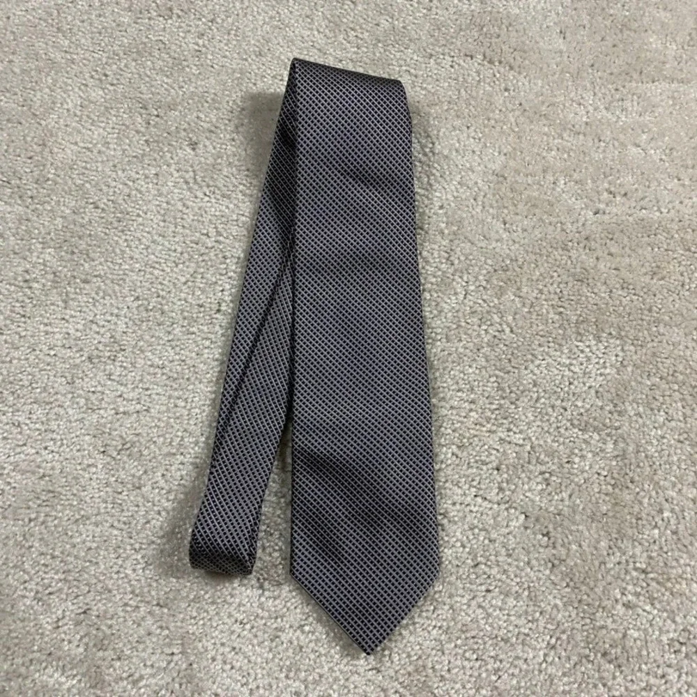 Brooks Brothers Makers Silk Tie Grey Black Geometric Micro Check England USA